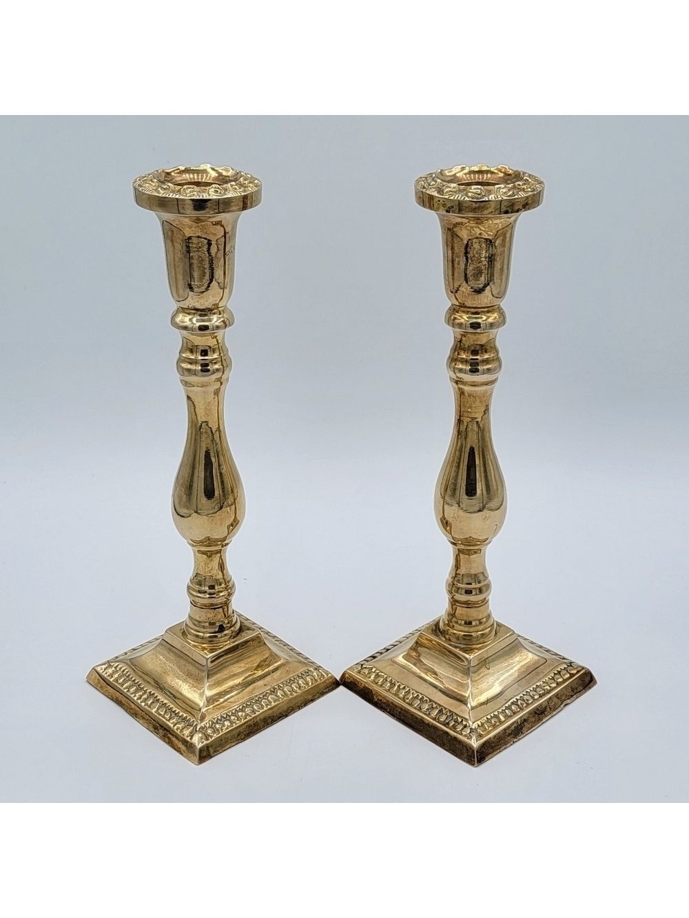 Vintage Brass Candlesticks Pair Ornate Design #1939